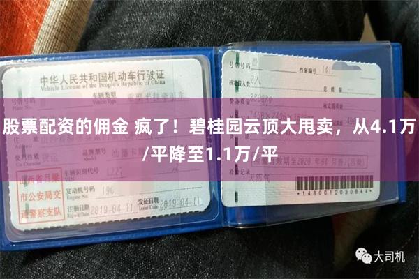 股票配资的佣金 疯了！碧桂园云顶大甩卖，从4.1万/平降至1.1万/平