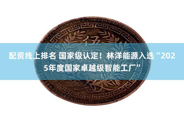 配资线上排名 国家级认定！林洋能源入选“2025年度国家卓越级智能工厂”